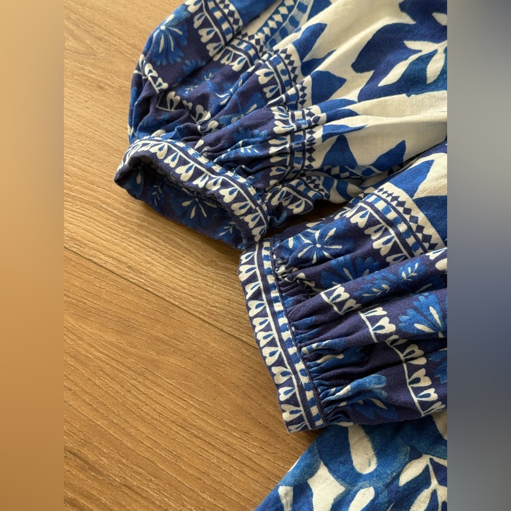 FRAM RIO BLUE LINEN TAPESTRY MAXI BLUE DRESS SMALL - Picture 7 of 8